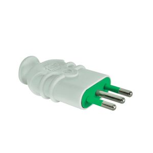 Enchufe Volante Macho 10A, 250V, 2P+T, Blanco Fanton